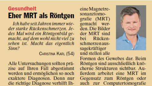 Eher MRT als Röntgen