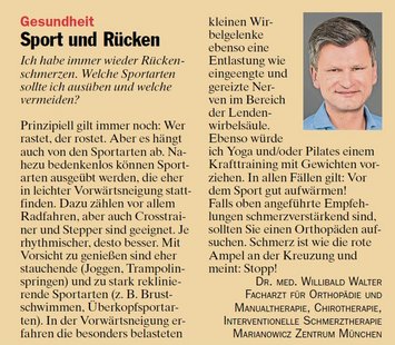 Artikel öffnen: Sport und Rücken
